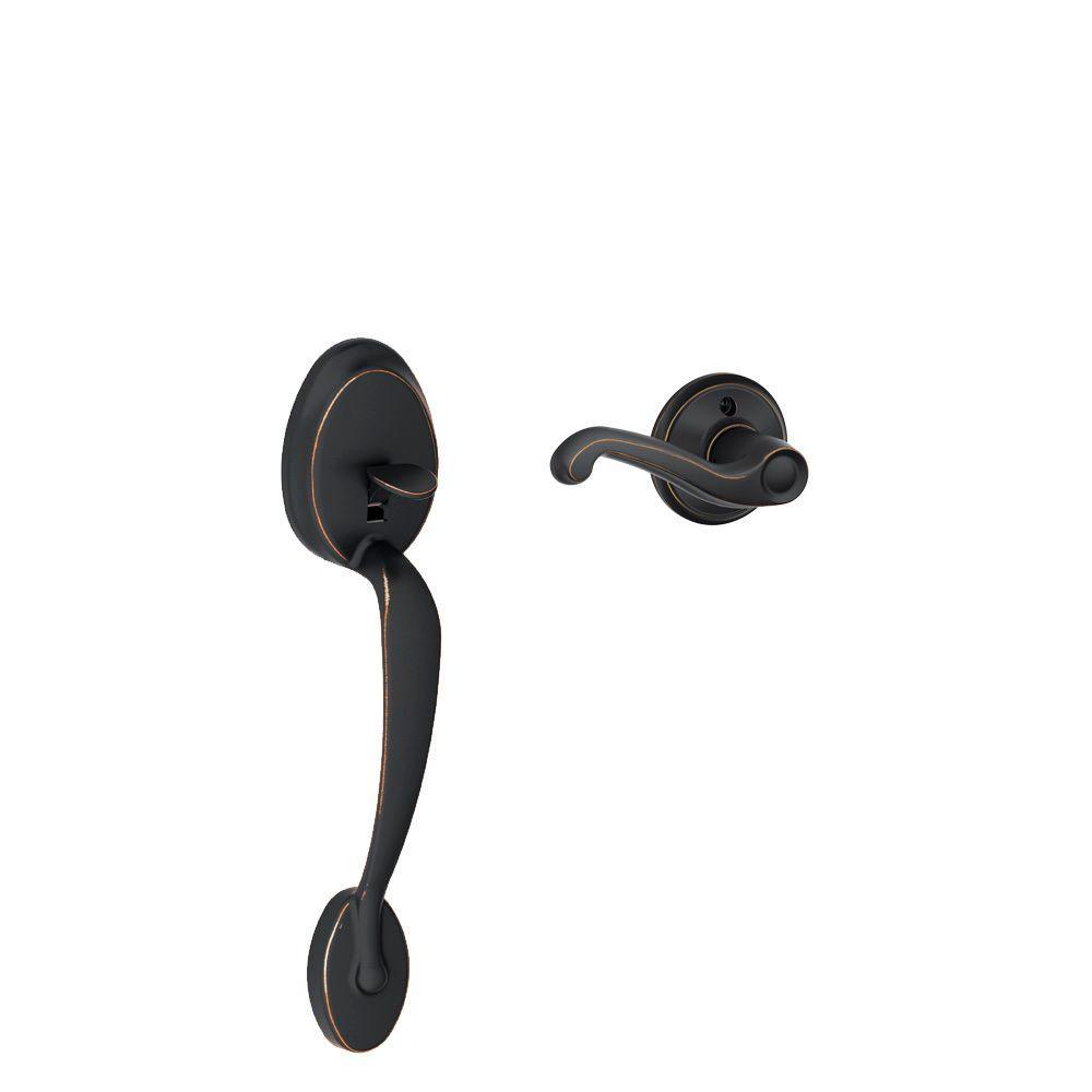 Plymouth Bright Brass Entry Door Handle with Left Handed Flair Door Lever - Super Arbor