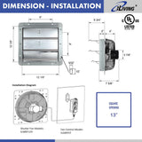 12 in. Shutter Exhaust Fan with Thermospeed Controller, 65-Watt, 960 CFM - Super Arbor