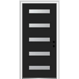 36 in. x 80 in. Davina Right-Hand Inswing 5-Lite Frosted Glass Painted Steel Prehung Front Door on 4-9/16 in. Frame - Super Arbor