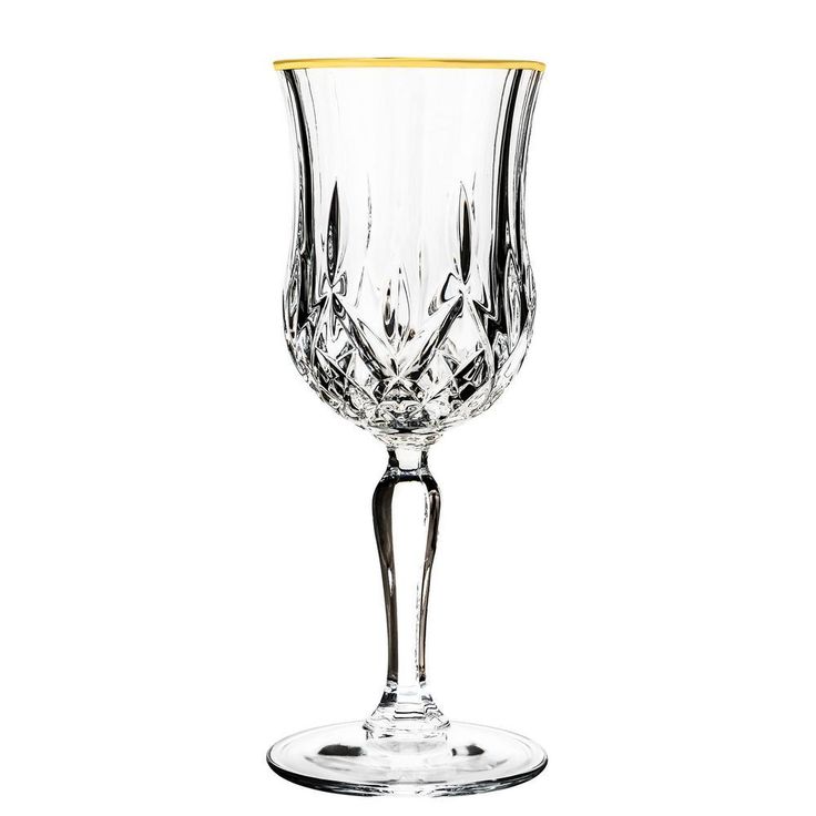 Opera Gold Collection Set of 4 Crystal Wine Glass with Gold Rim