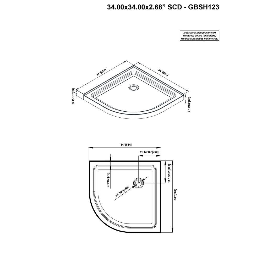 Glamour 34 in. x 76.40 in. Corner Drain Corner Shower Kit in Satin Nickel and White - Super Arbor