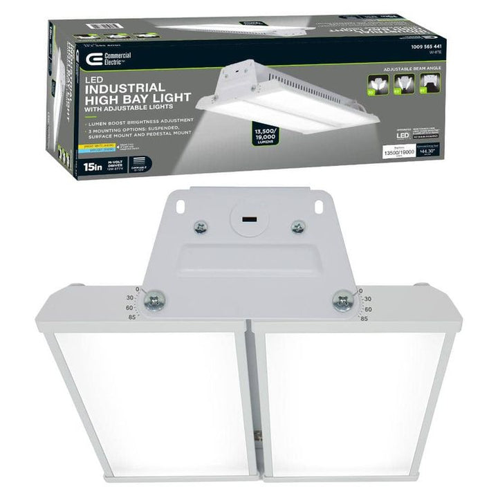 Commercial Electric 15 in.  19000 Lumens 138-Watts Adjustable Beam Multiple CCT & Lumens Integrated LED High Bay Light 120-277V Dimmable