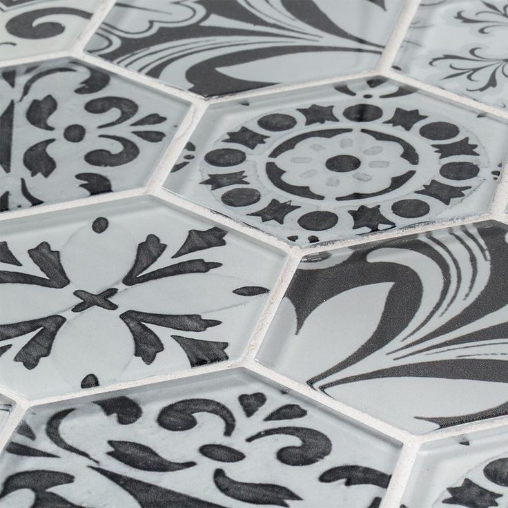 Jeffrey Court Morris Block 11.50 in. x 13.75 in. x 6 mm Hexagon Glossy Glass Mosaic Tile