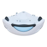 59 in. Left Drain Corner Alcove Whirlpool Bathtub in White - Super Arbor