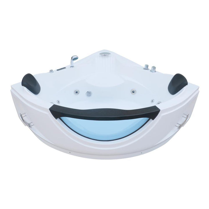 59 in. Left Drain Corner Alcove Whirlpool Bathtub in White - Super Arbor