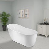 Clermont 59 in. Acrylic Freestanding Flatbottom Bathtub in White - Super Arbor