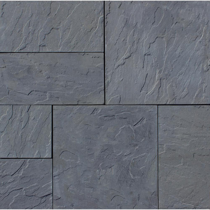 Patio-on-a-Pallet 12 in. x 24 in. and 24 in. x 24 in., 48 sq. ft. Concrete Gray Basketweave York-Stone Paver (18-Pieces) - Super Arbor