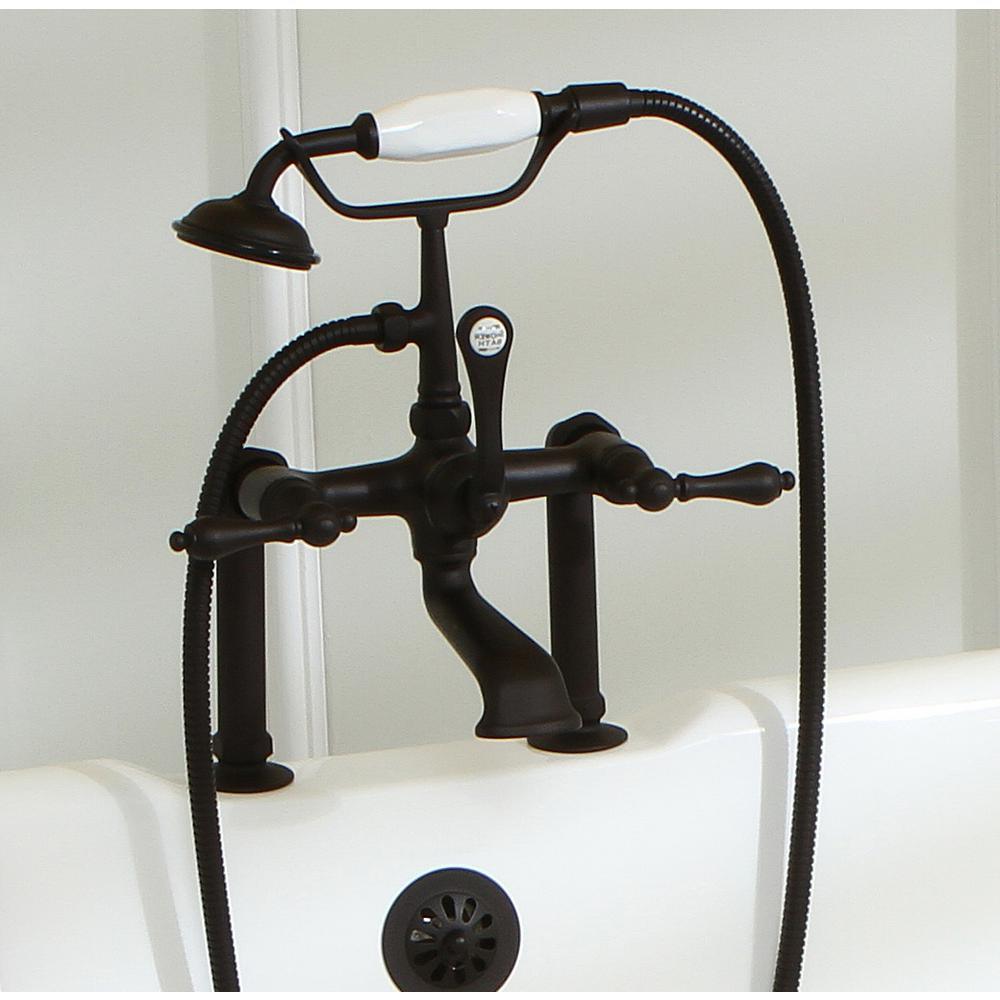 Slipper 5.6 ft. Acrylic Clawfoot Bathtub in White and Faucet Combo in Oil Rubbed Bronze - Super Arbor