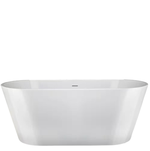 Freestanding 59.8in. L 28.7in. W Soaking Acrylic Flatbottom Stand Alone Non-Whirlpool Center Drain Bathtub Glossy White