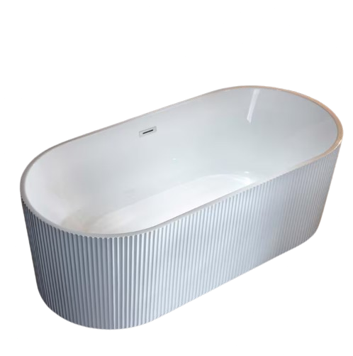 Gee 67 in. x 31.5 in. Acrylic Flat Bottom Soaking Bathtub with Center Drain and Overflow in White with Brushed Nickel