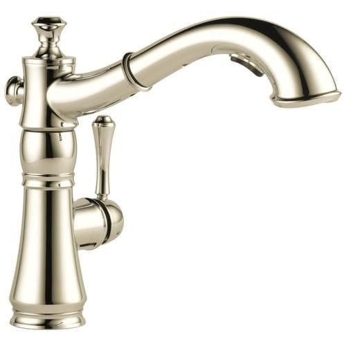 Delta Cassidy Polished Nickel 1-Handle Deck-Mount Pull-Out Handle Kitchen Faucet