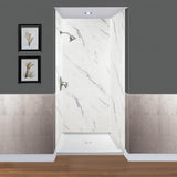 Expressions 48 in. x 48 in. x 96 in. 4-Piece Easy Up Adhesive Alcove Shower Wall Surround in Bianca - Super Arbor