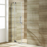 Pirouette 36 to 42 in. x 72 in. Frameless Pivot Shower Door in Brushed Nickel with Clear Glass and Handle - Super Arbor