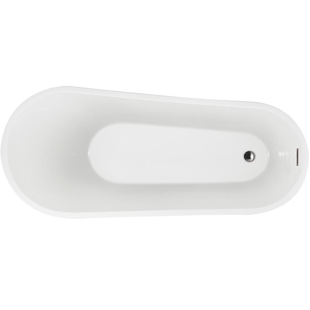 67 in. Acrylic Single Slipper Flatbottom Non-Whirlpool Bathtub in Glossy White - Super Arbor