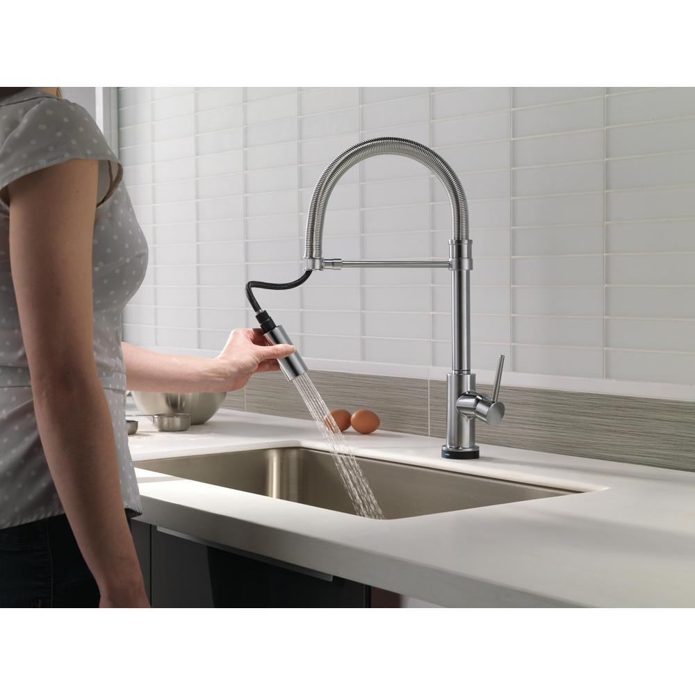 Trinsic Pro Single-Handle Pull-Down Sprayer Kitchen Faucet with Touch2O Technology and Spring Spout in Arctic Stainless - Super Arbor