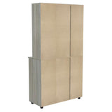 Aoibox Microwave Storage Utility Kitchen Cabinet in Smoke Oak - 35 in. W x 66.1 in. H x 15.4 in. D