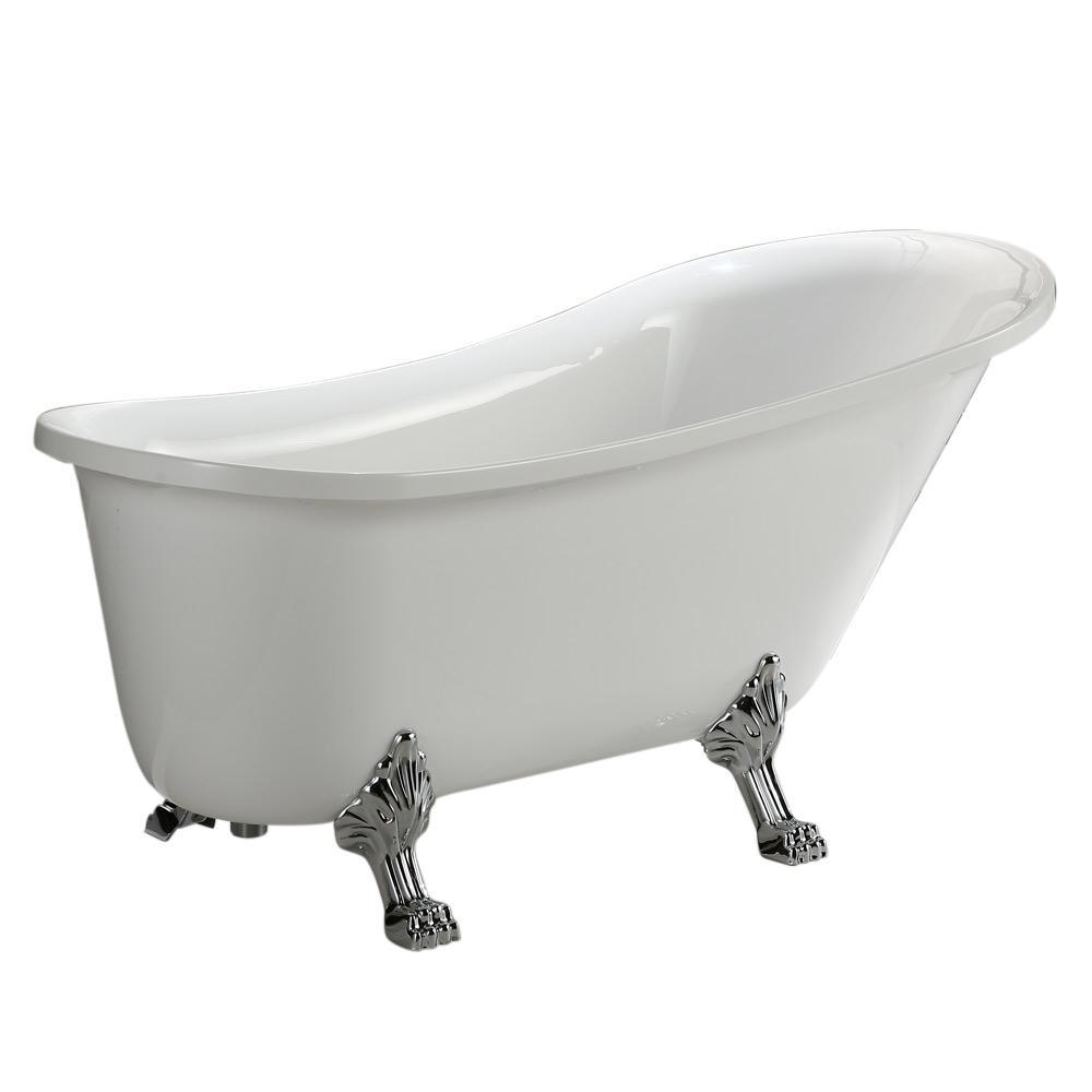 Jacqueline 5.7 ft. Acrylic Clawfoot Non-Whirlpool Bathtub in White - Super Arbor