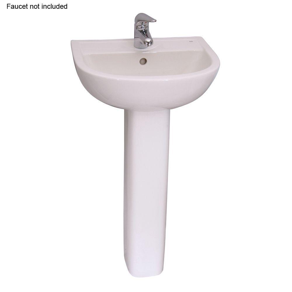 Compact 450 18 in. Pedestal Combo Bathroom Sink for 8 in. Widespread in White - Super Arbor