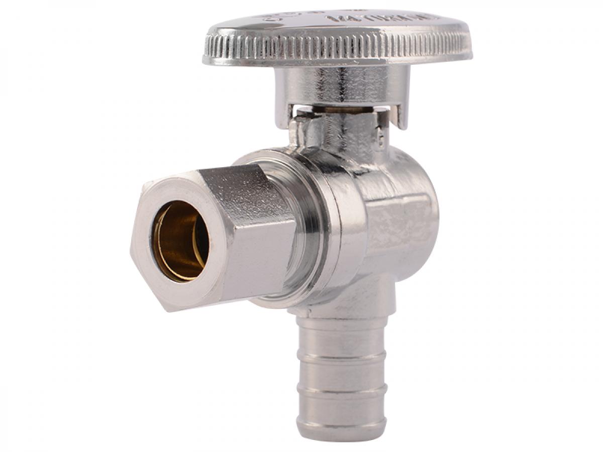 SharkBite Brass 1/2-in PEX Barb x 1/4-in OD Compression Quarter Turn Angle Valve