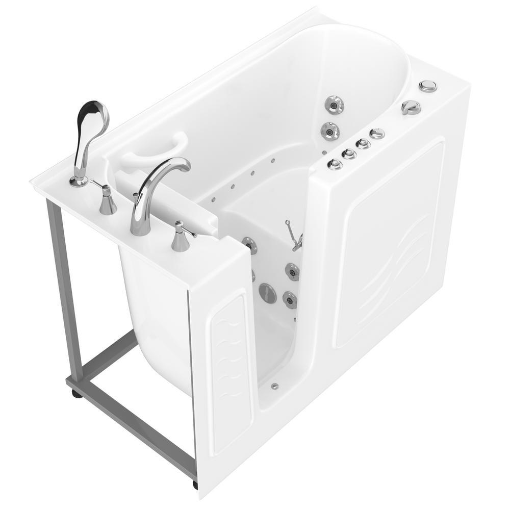 HD Series 53 in. Left Drain Quick Fill Walk-In Whirlpool and Air Bath Tub with Powered Fast Drain in White - Super Arbor