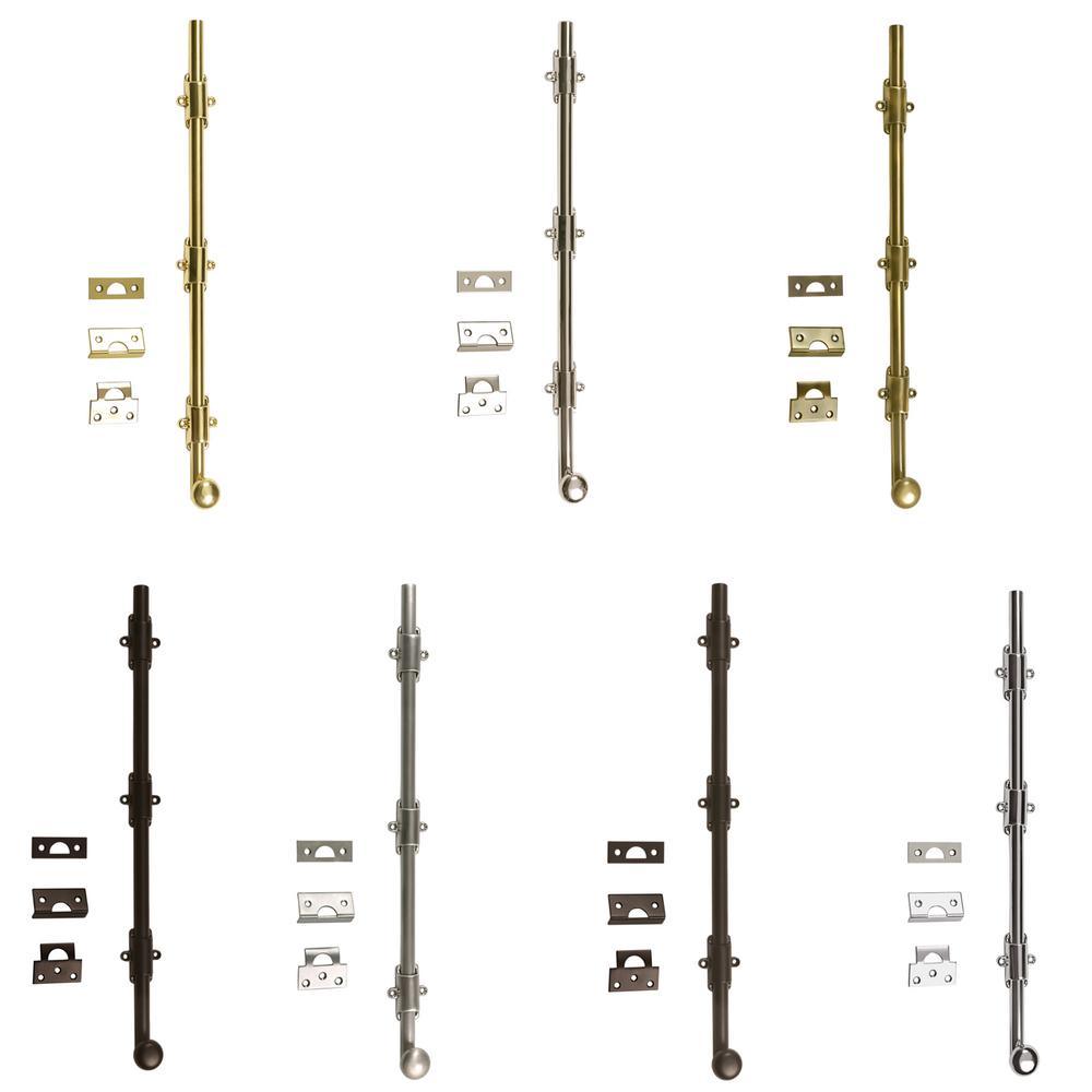 18 in. Heavy-Duty Solid Brass Matte Black Surface Bolt with Round Knob - Super Arbor