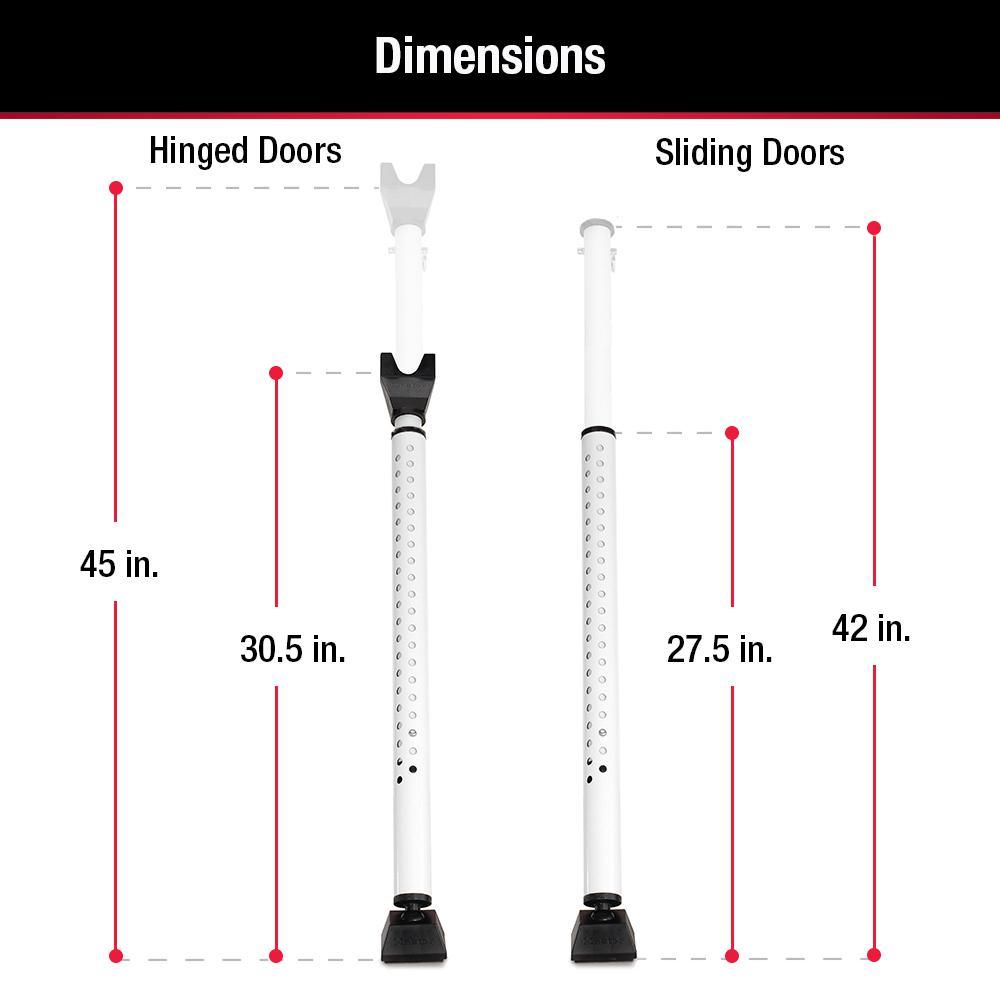 27-1/2 in. to 42 in. Adjustable Steel Door Security Bar - Super Arbor