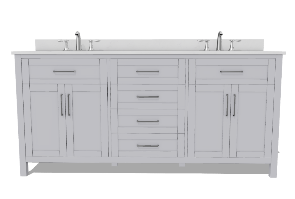 OVE Decors Tahoe 72-in Dove Gray Undermount Double Sink Bathroom Vanity with White Engineered Stone Top