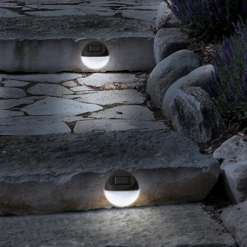 Solar Powered Black Round LED Light (4-Pack) - Super Arbor