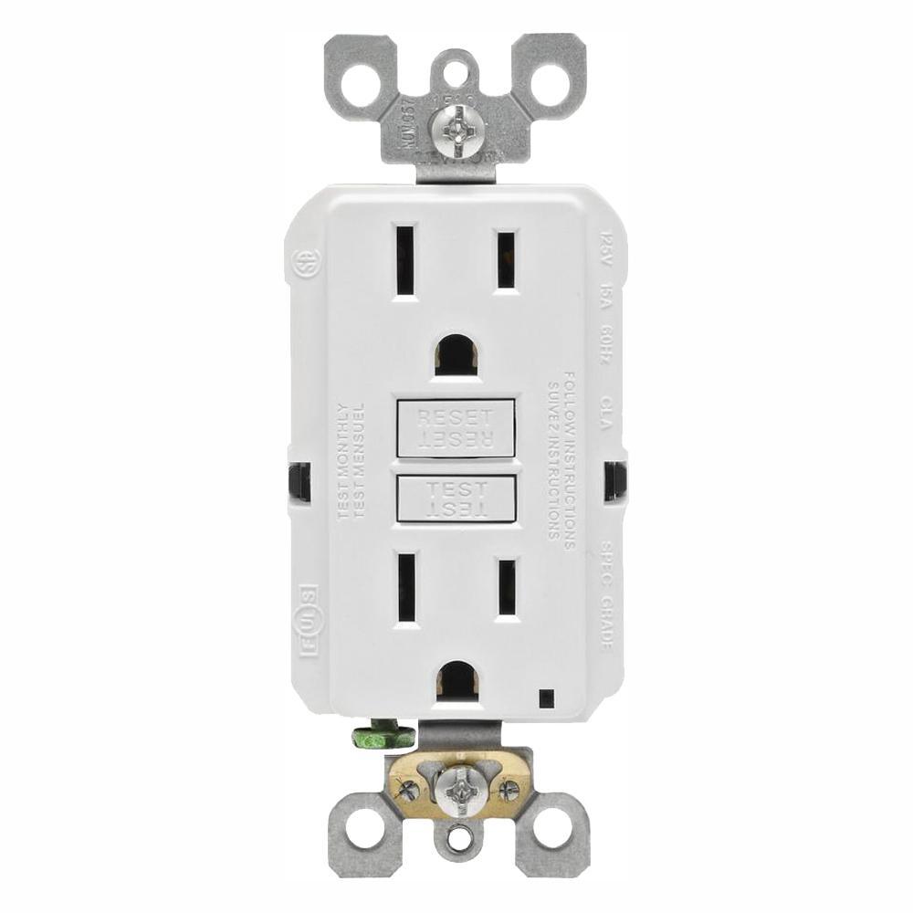 15 Amp Self-Test SmartlockPro Slim Duplex GFCI Outlet, Ivory - Super Arbor