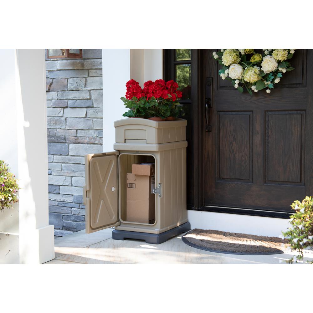 Hide Away Lockable Parcel Delivery and Storage Box in Tan - Super Arbor
