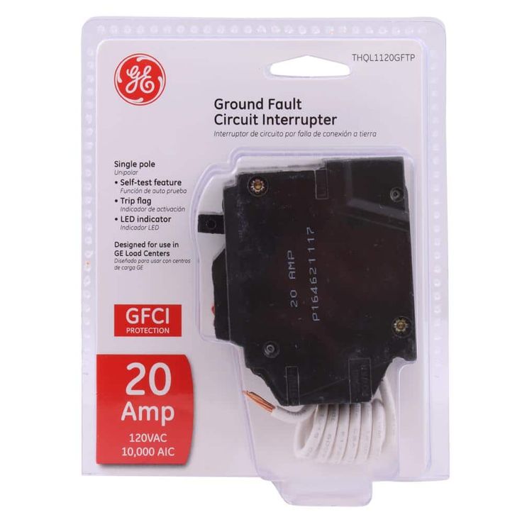 20 Amp Single Pole Ground Fault Breaker with Self-Test