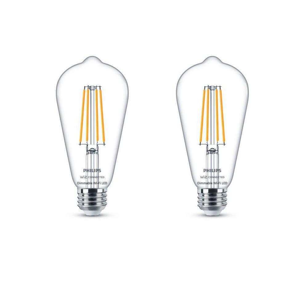 Soft White ST19 LED 40-Watt Equivalent Dimmable Smart Wi-Fi Wiz Connected Wireless Light Bulb (4-Pack) - Super Arbor