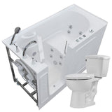 52.8 in. Walk-In Whirlpool Bathtub in White with 1.6 GPF Single Flush Toilet - Super Arbor