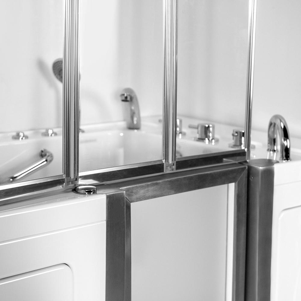 Elite 52 in. Walk-In Whirlpool and Air Bath Bathtub in White with RH Door, Thermostatic Faucet, Dual Drain,Shower Screen - Super Arbor