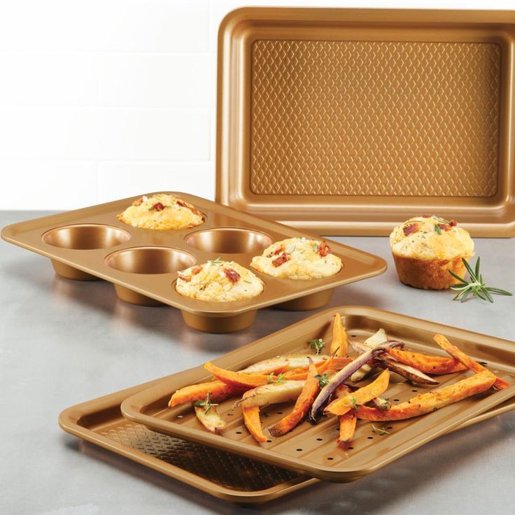 Ayesha Bakeware Toaster Oven Baking Set, Copper, 4-Piece