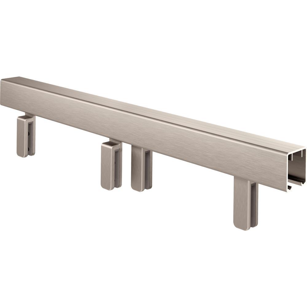 Portman 60 x 59-1/4 in. Frameless Mod Soft-Close Sliding Bathtub Door in Nickel with 3/8 in. (10mm) Clear Glass - Super Arbor