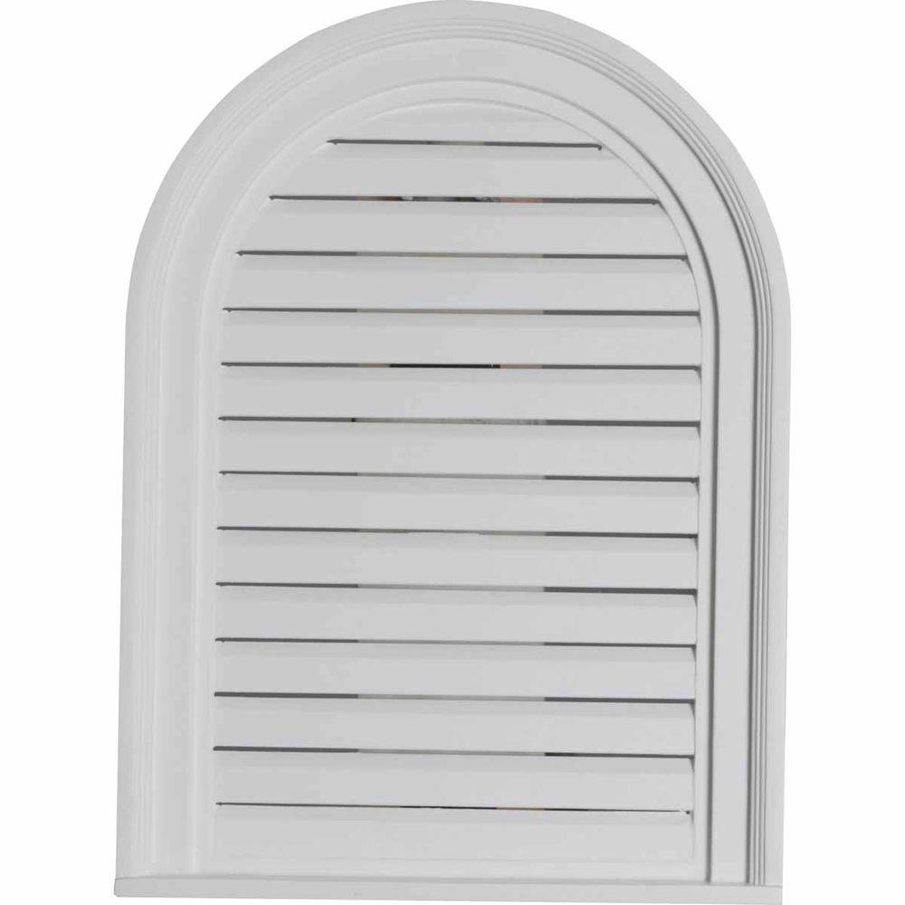 18 in. x 24 in. Round Top Primed Polyurethane Paintable Gable Louver Vent - Super Arbor