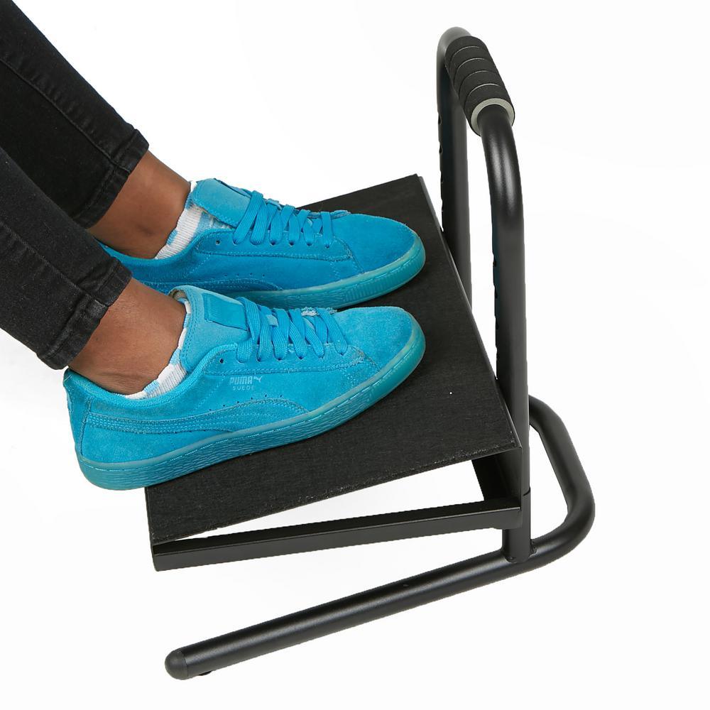 Black Metal Ergonomic Height Adjustable Non-Slip Universal Foot Rest - Super Arbor