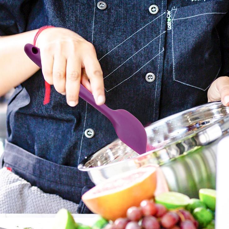 Premium Silicone BPA-Free, Spatula with Stainless Steel Core 500F Heat-Resistant, Non-Stick, Dishwasher Safe, Purple