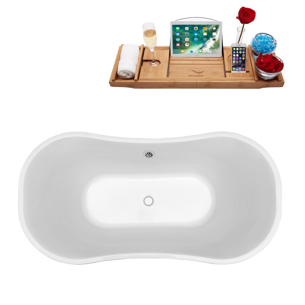 68 in. Acrylic Flatbottom Non-Whirlpool Bathtub in White - Super Arbor
