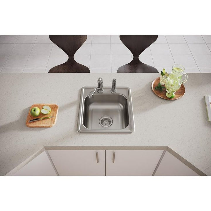 Dayton Drop-In Stainless Steel 17 in. 2-Hole Bar Sink