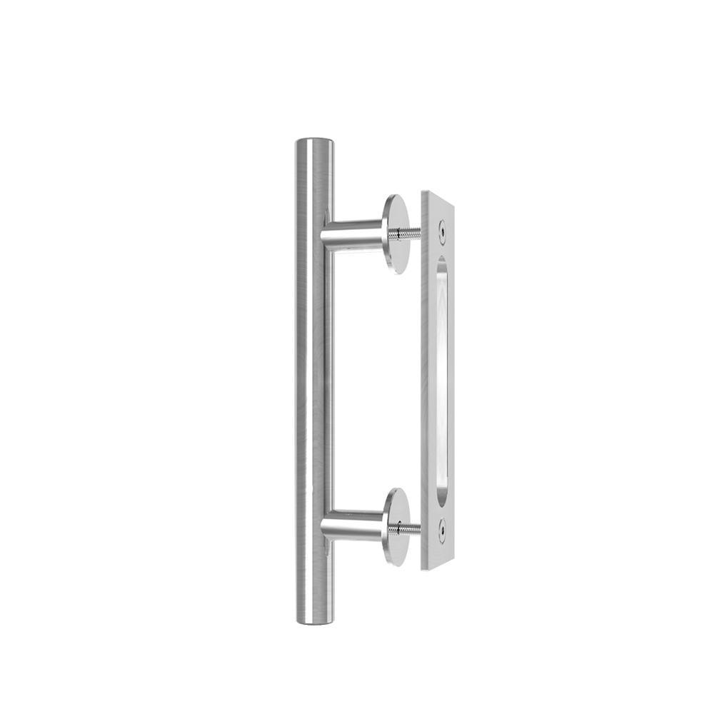 10 in. Black Square Pull and Flush Sliding Barn Door Handle Set - Super Arbor