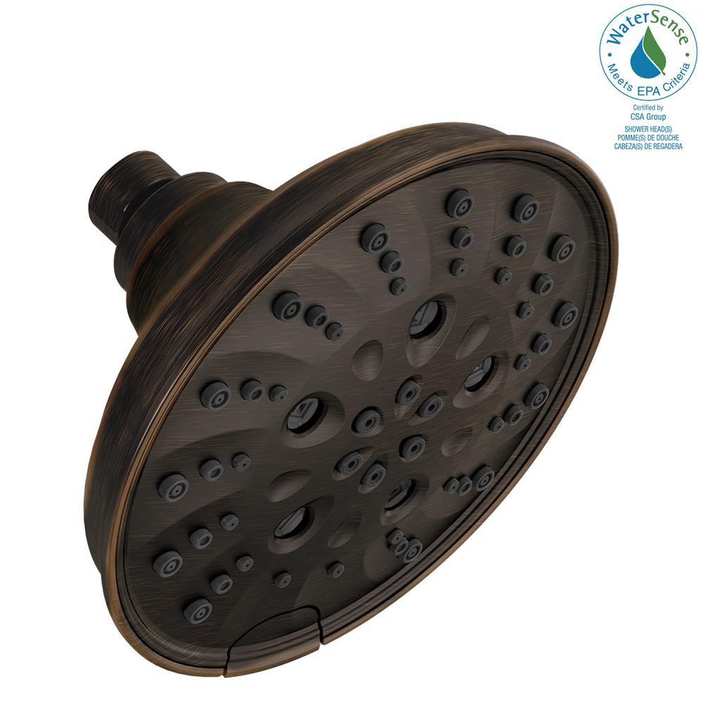 Pivotal 5-Spray 6 in. Single Wall Mount Fixed Rain H2Okinetic Shower Head in Venetian Bronze - Super Arbor