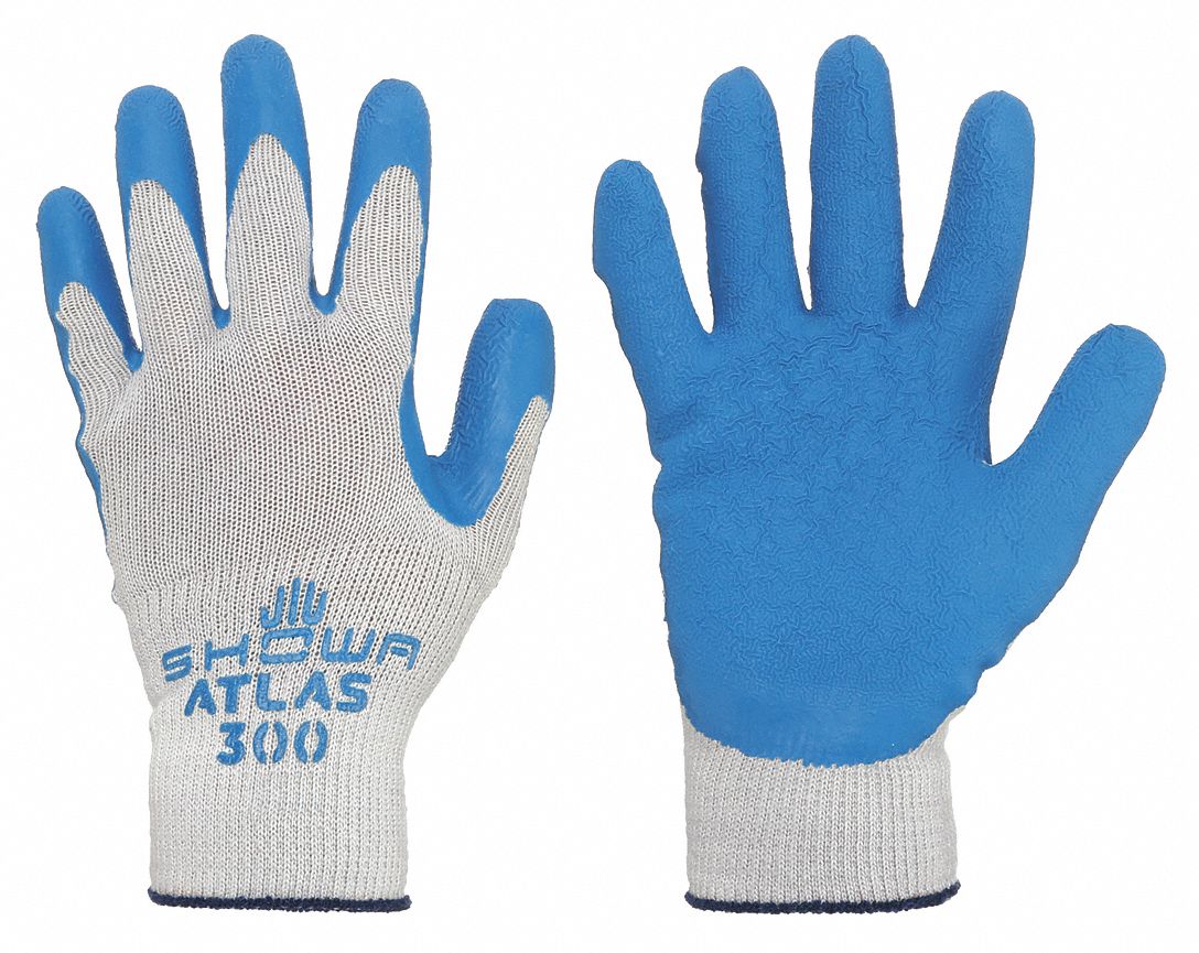SHOWA Atlas Fit 300 Rough Latex Coated Gloves, Small (S)