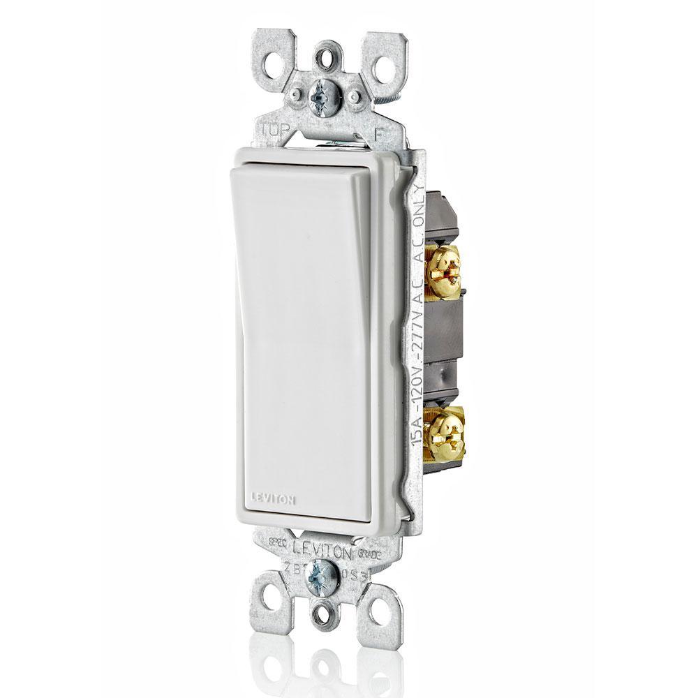 Decora 15 Amp Single Pole Rocker AC Quiet Light Switch, White (10-Pack) - Super Arbor