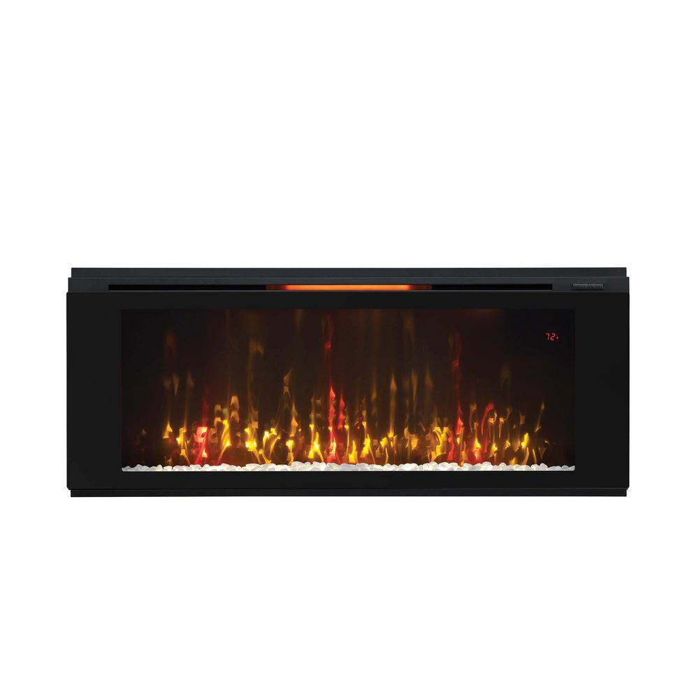 Helen 48 in. Wall-Mount Electric Fireplace in Black - Super Arbor