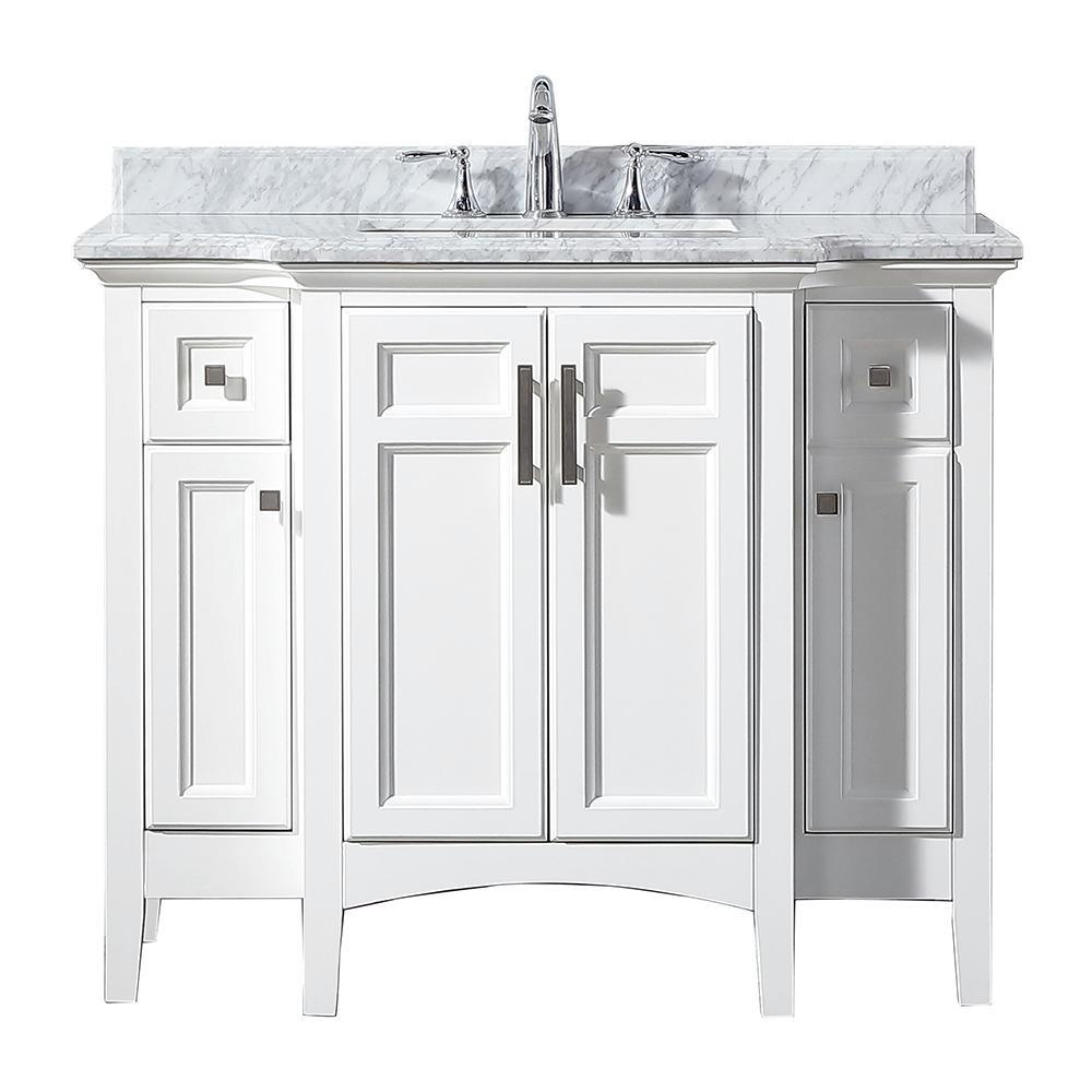 Sassy 60 in. Vanity in White with Marble Vanity Top in Carrara White - Super Arbor