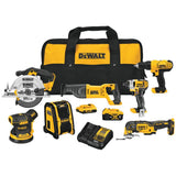20-Volt MAX Lithium-Ion Cordless Combo Kit (7-Tool) with 2 Ahr Battery, 4 Ahr Battery, Charger and Bag - Super Arbor