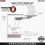 Rev-A-Shelf ML Series Heavy-Duty Mixer Lift with Soft-Close, 11-3/4 in W x 20 in D Maple Shelf