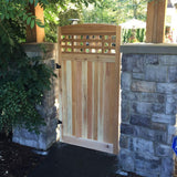 3.5 ft. H W x 6 ft. H H Western Red Cedar Arch Top Checker Lattice Fence Gate - Super Arbor